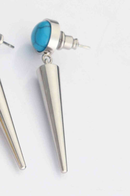 Boucles d'oreilles pendantes turquoise en acier inoxydable 18 carats