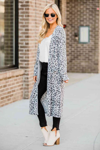 Open Front Leopard Cardigan