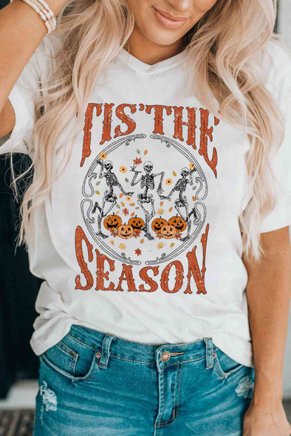 T-shirt graphique à col rond et manches courtes pour la saison d'Halloween