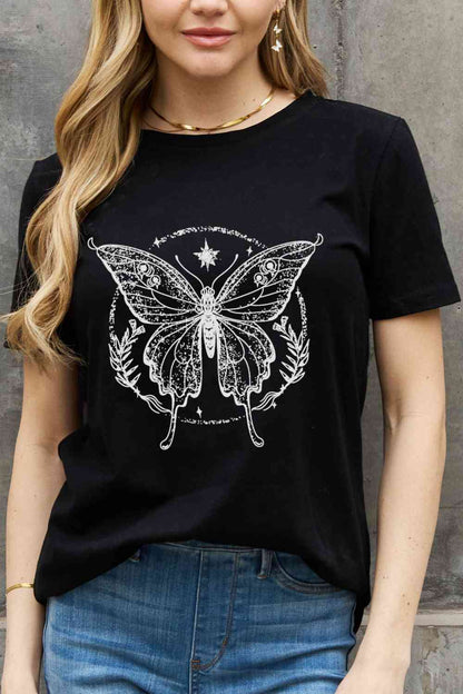 Simply Love Simply Love T-shirt en coton avec motif papillon pleine taille