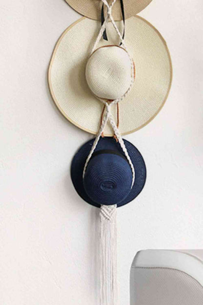 Cintre triple chapeau en macramé