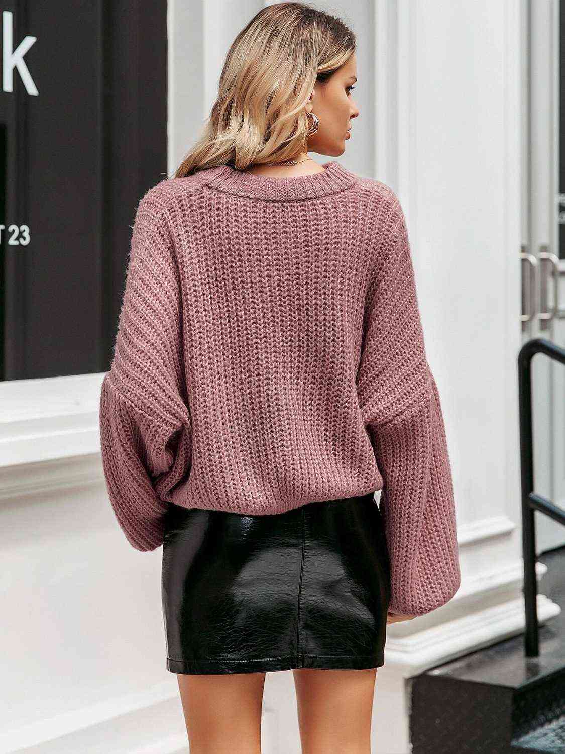 Suéter de manga larga con cuello redondo