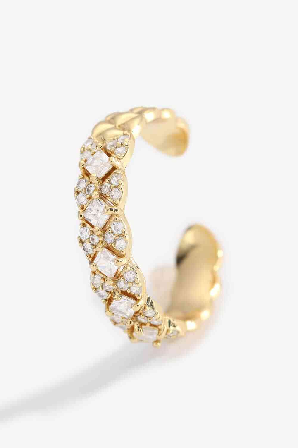 Inlaid Zircon 18K Gold-Plated Open Ring