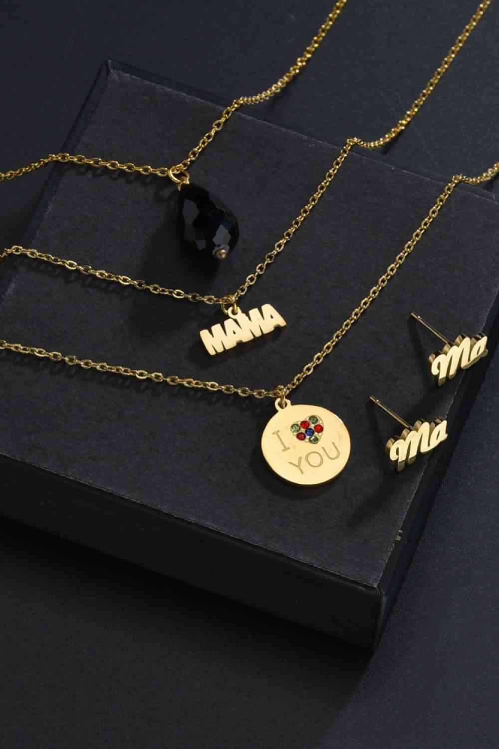 Oferta combinada con colgante chapado en oro de 18 quilates MAMA I LOVE YOU de triple capa