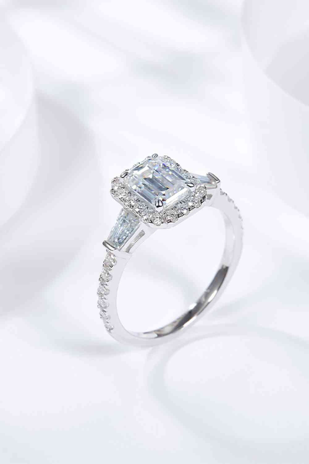 Bague géométrique en argent sterling 925 moissanite 1 carat