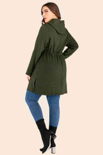 Cardigan à capuche avec cordon de serrage et poches de grande taille