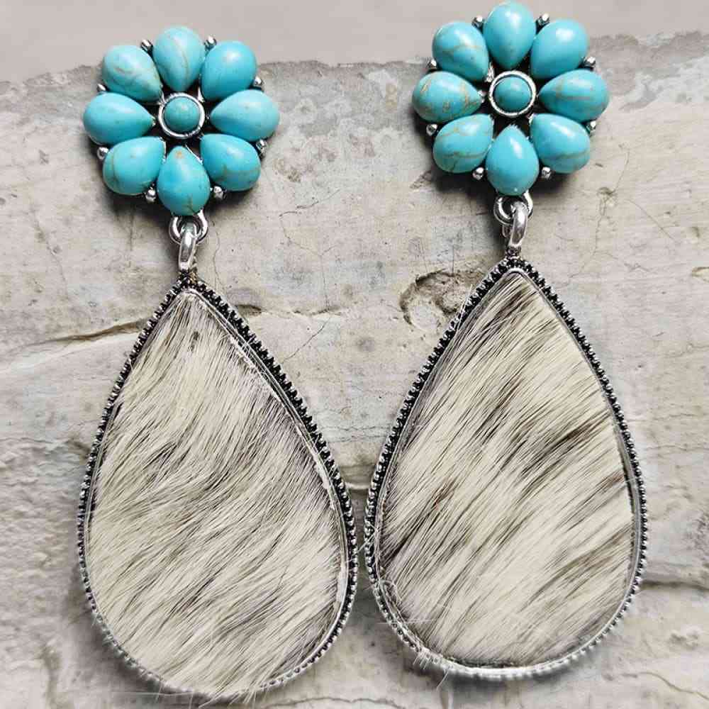 Boucles d'oreilles en forme de goutte de fleur turquoise