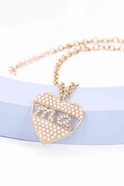 Collier pendentif en strass MA en forme de coeur