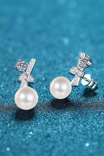 Pearl Moissanite Stud Earrings