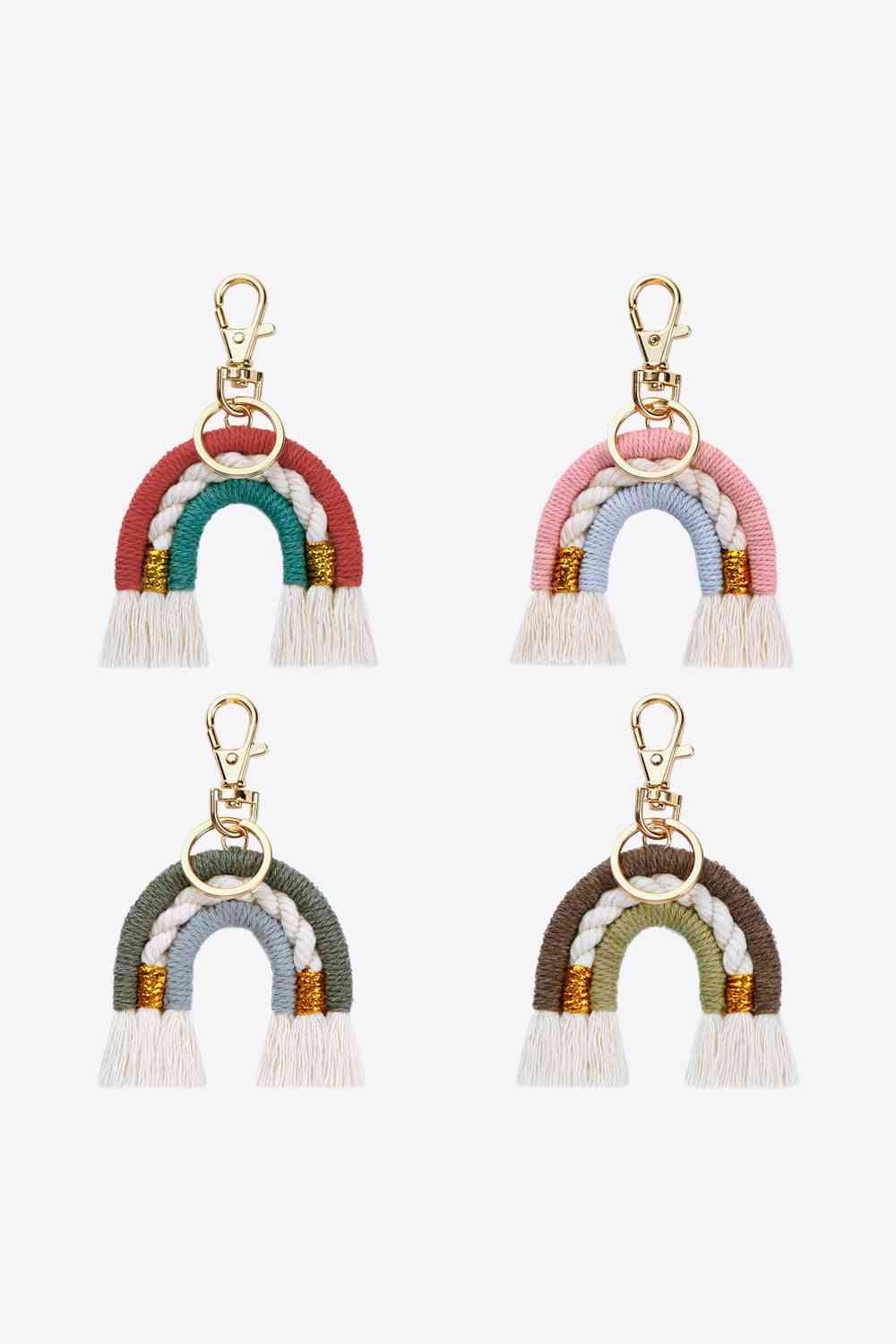 Paquete de 4 llaveros con borlas arcoíris al azar