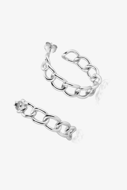 Boucles d'oreilles chaîne C-Hoop en argent sterling 925