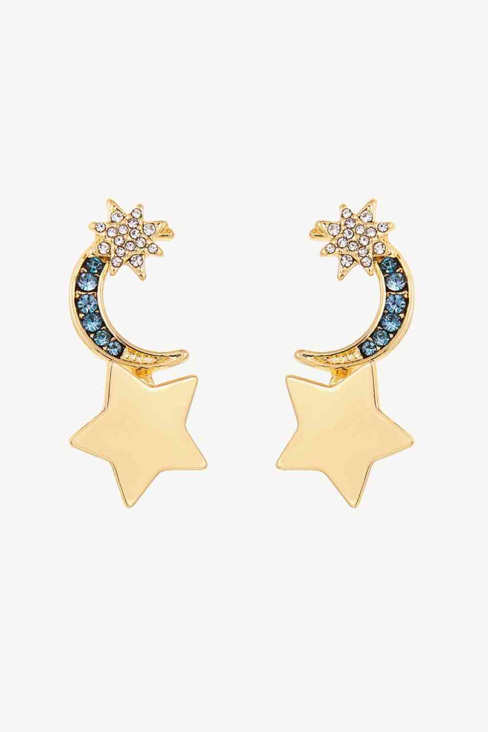 Boucles d'oreilles pendantes étoile et lune incrustées de strass Lasting Wish