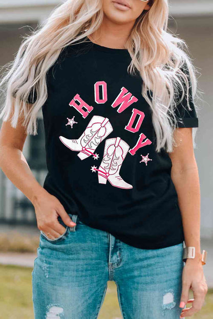 Camiseta con gráfico de botas de vaquero HOWDY