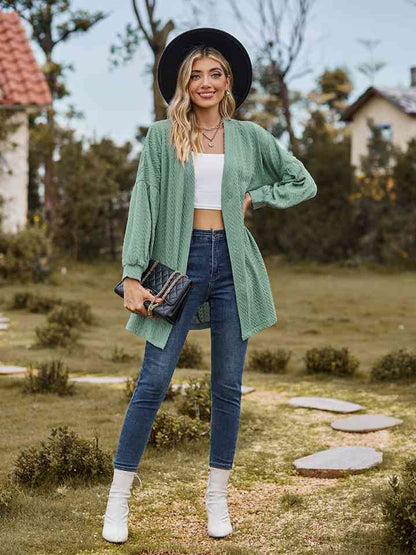 Cardigan long ouvert sur le devant