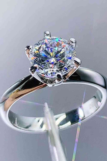 Bague à 6 griffes en argent sterling 925 adorée, 3 carats, moissanite