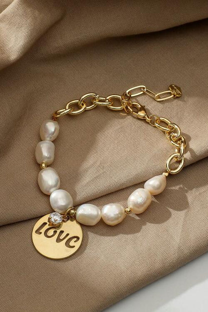 Bracelet de perles d'eau douce LOVE 