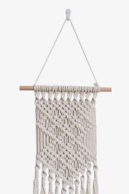 Colgante de pared con flecos de macramé