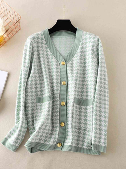 Houndstooth Button Down Cardigan