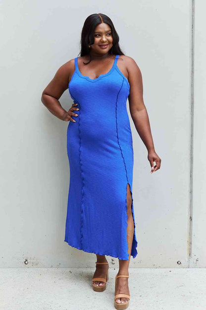 Culture Code Look At Me - Robe longue à col cranté pleine taille avec fente en bleu cobalt