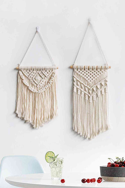 Decoración colgante de pared con flecos de macramé