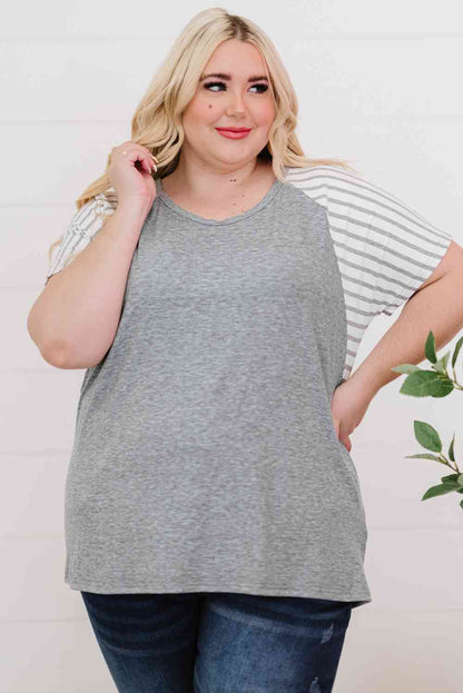 Plus Size Striped Raglan Sleeve T-Shirt