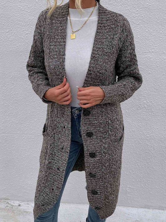 Cardigan long boutonné avec poches