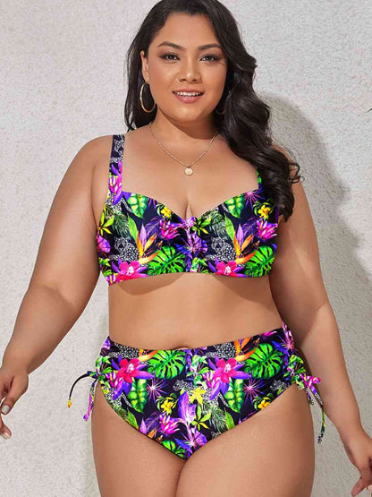 Ensemble de Bikini Imprimé à Cordon de Grande Taille