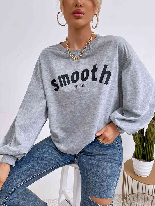 Sweat-shirt graphique SMOOTH MY PLAN à manches longues et col rond