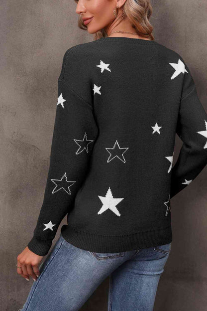 Jersey con cuello redondo y estrellas