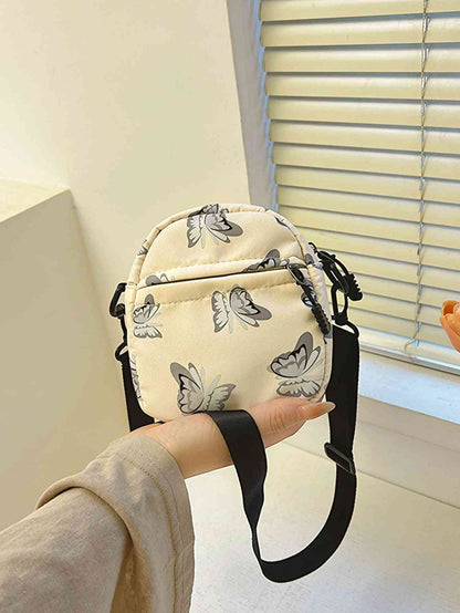 Sac à bandoulière en polyester imprimé papillon