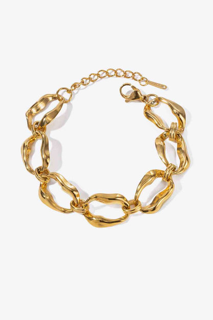 Brazalete de acero inoxidable chapado en oro de 18 quilates