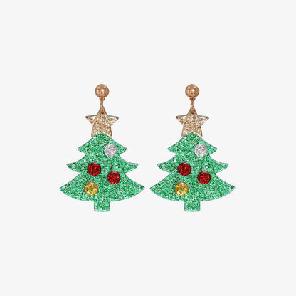 Boucles d'oreilles en alliage de strass pour arbre de Noël