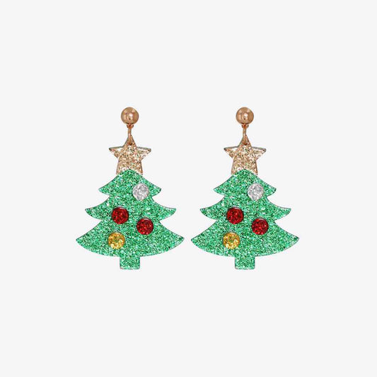 Boucles d'oreilles en alliage de strass pour arbre de Noël