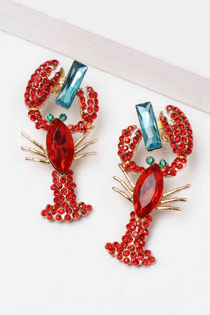 Boucles d'oreilles pendantes en pierre de verre en forme de homard