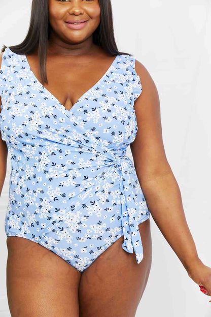 Marina West Swim - Une pièce flottante sur volants - Taille complète - Bleu fleuri