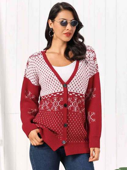 Cardigan boutonné en forme de flocon de neige