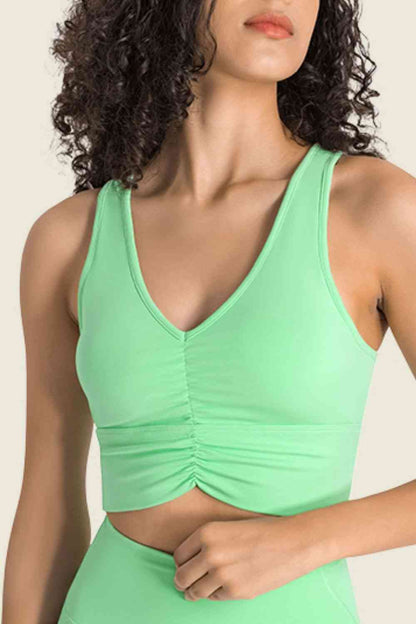 Soutien-gorge de sport à col licou et détails froncés