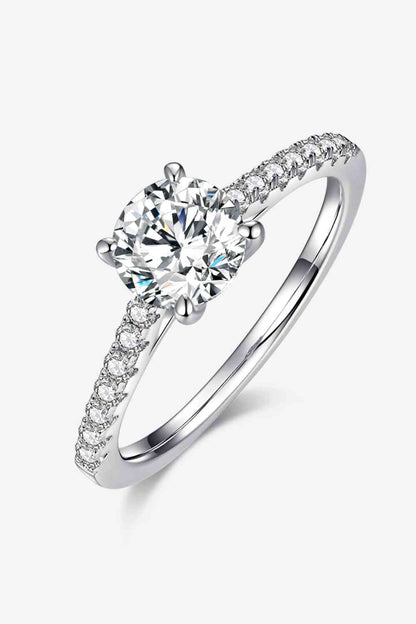 1 Carat Moissanite 925 Sterling Silver Side Stone Ring