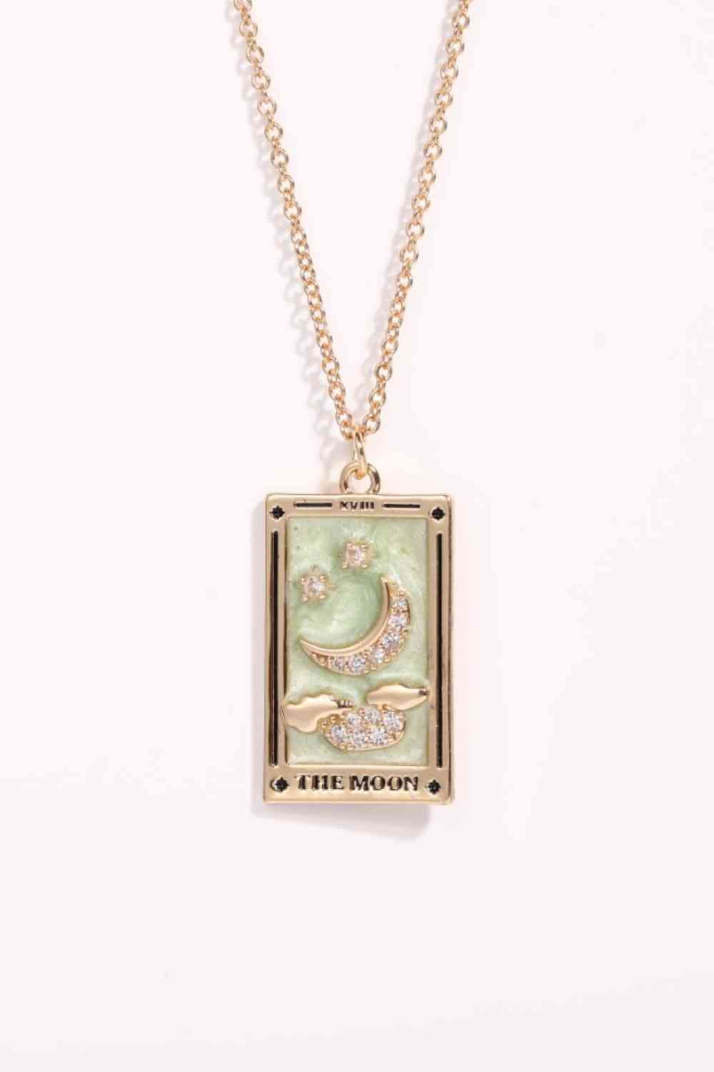 Collier en acier inoxydable avec pendentif carte de tarot