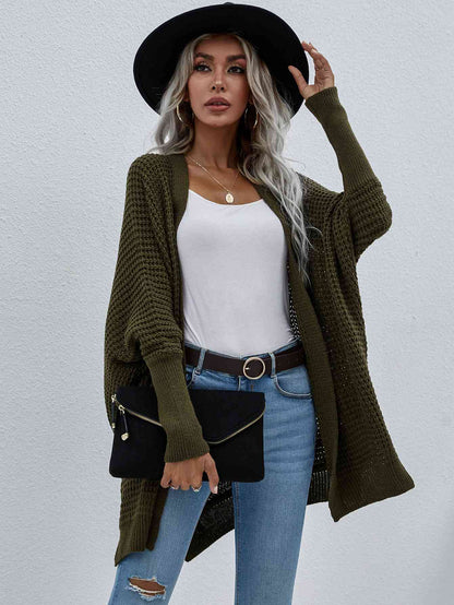 Cardigan ouvert sur le devant en tricot gaufré