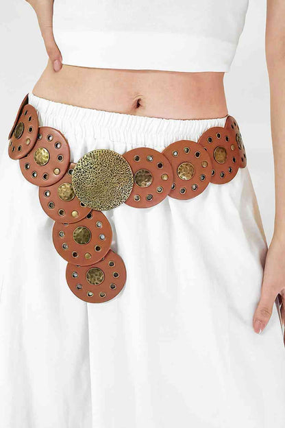 Ceinture en cuir PU de forme ronde