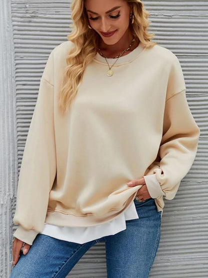 Round Neck Drop Shoulder Sweatshirt