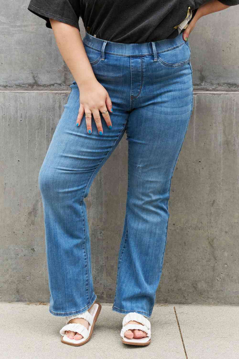 Judy Blue Lolita Full Size High Waist Pull On Slim Bootcut Jeans