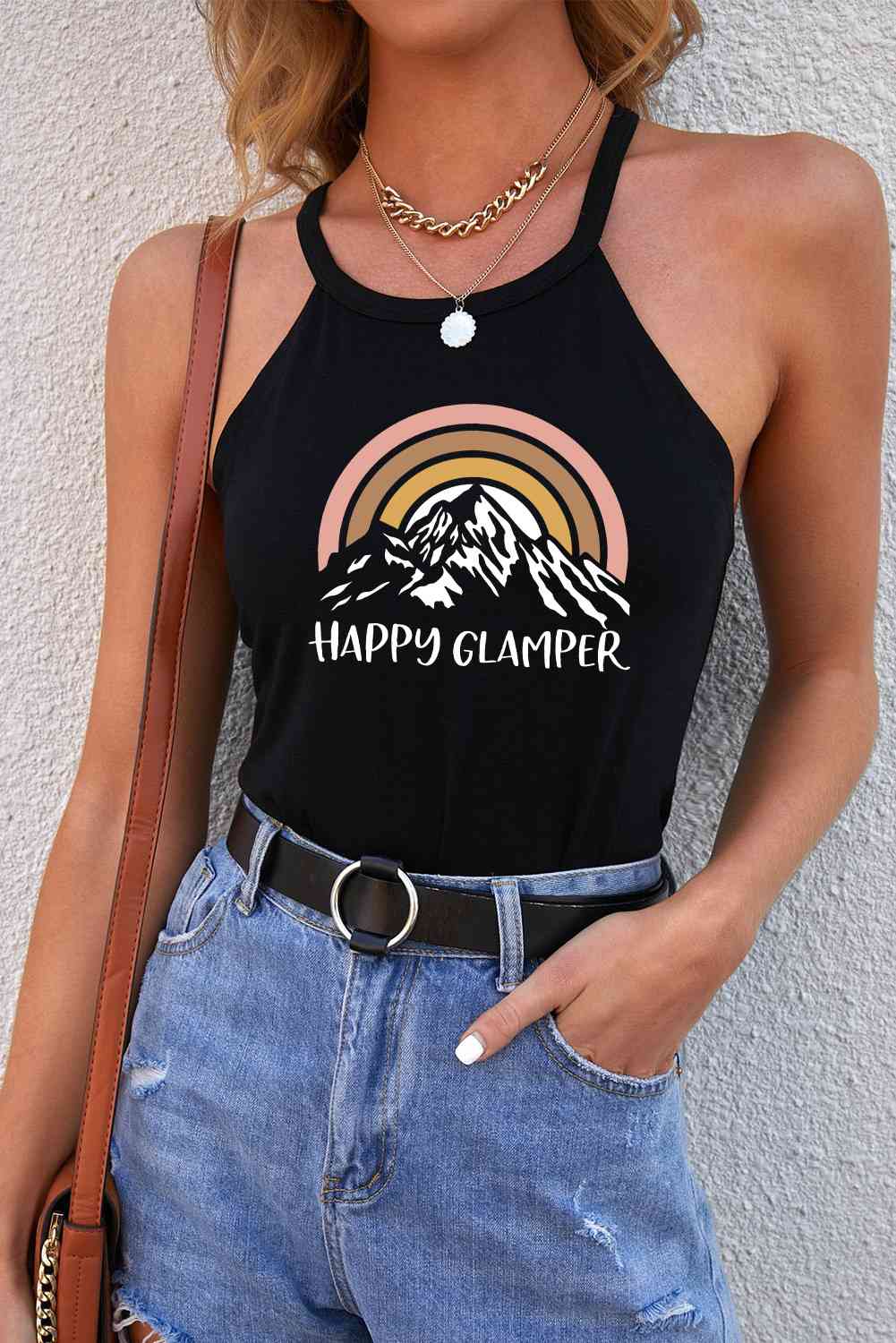 Camiseta sin mangas con gráfico Happy Glamper