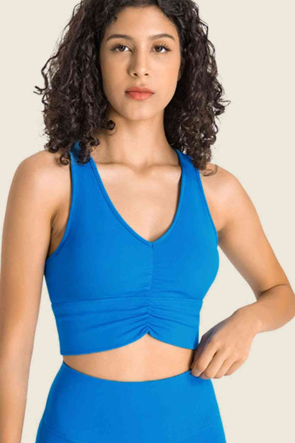 Soutien-gorge de sport à col licou et détails froncés