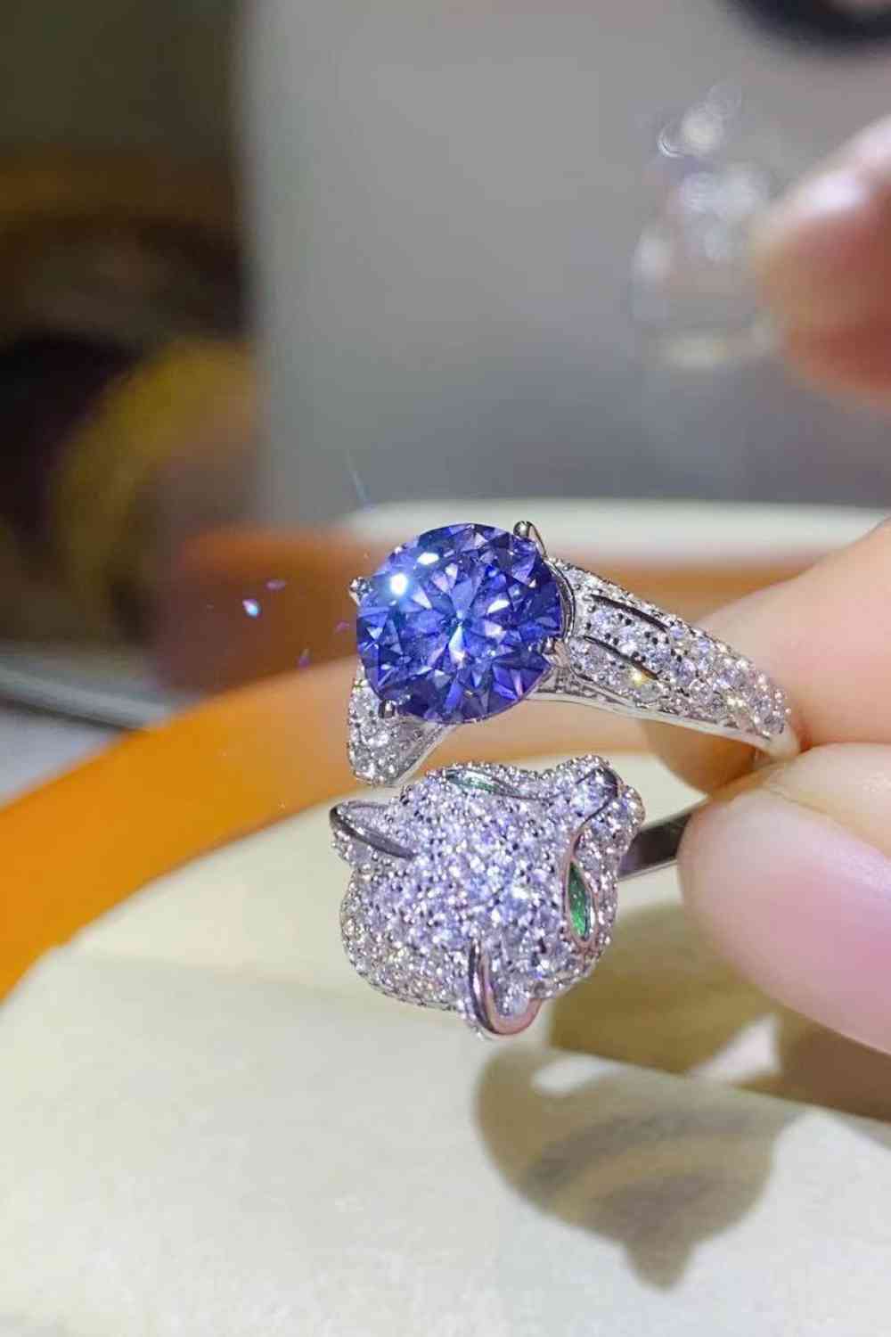 Bague de dérivation animale réglable en moissanite de 2 carats