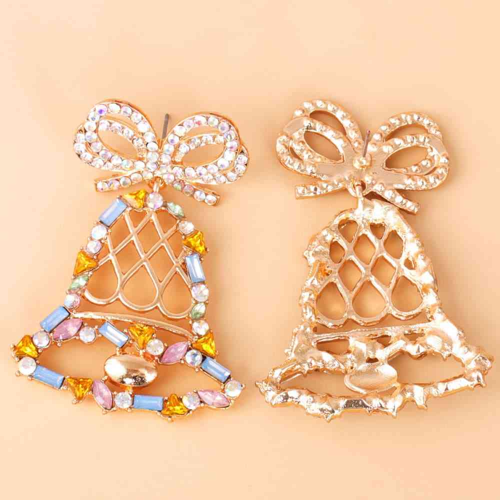 Boucles d'oreilles cloche de Noël en alliage de strass