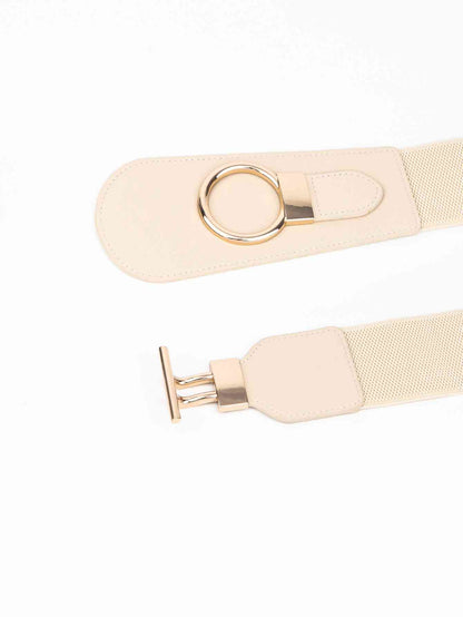 PU Elastic Wide Belt with Alloy Buckle