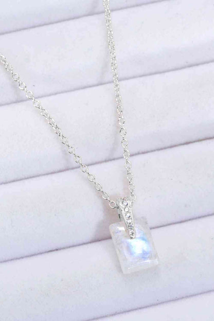 925 Sterling Silver Natural Moonstone Pendant Necklace