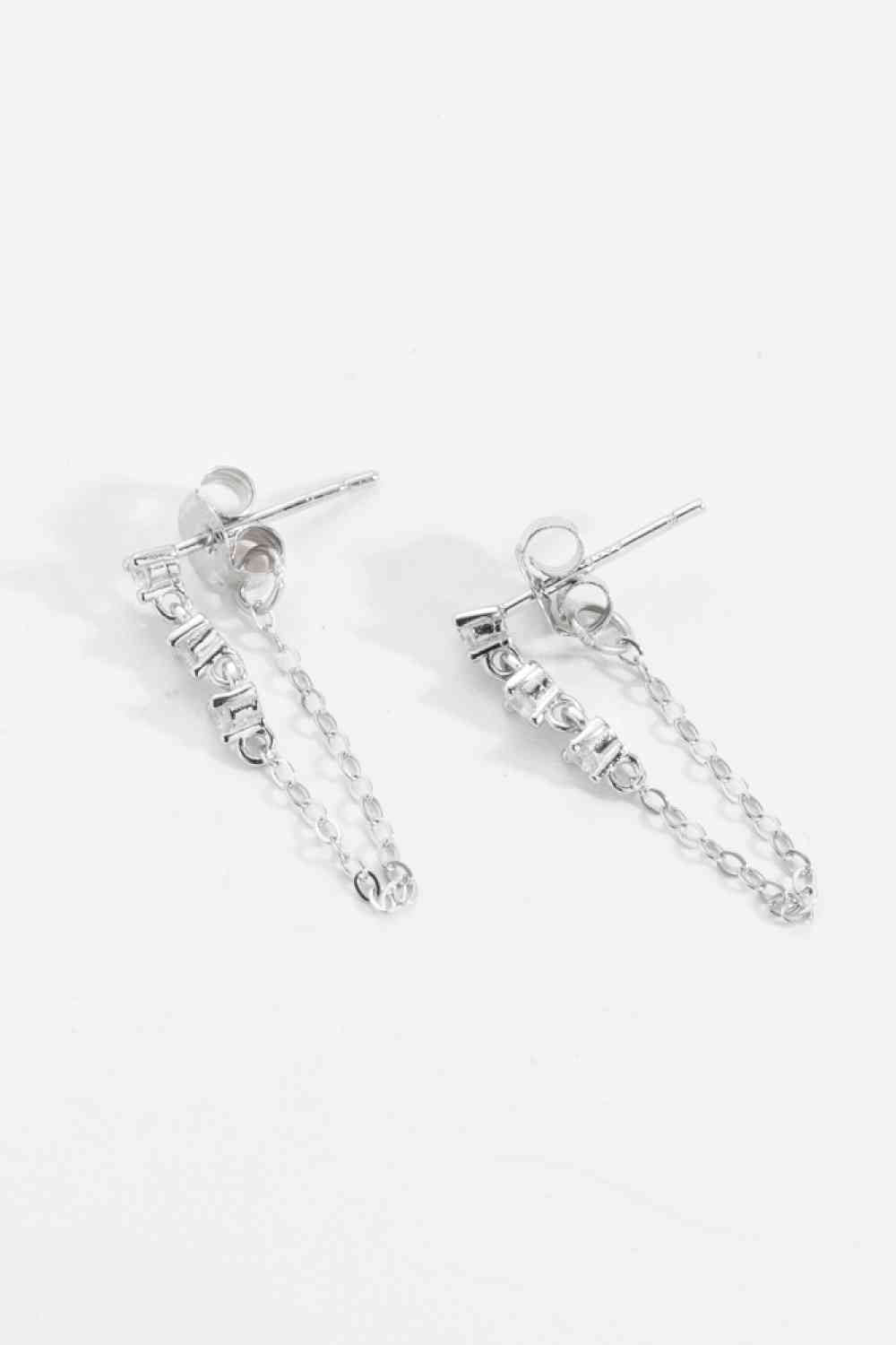 Boucles d'oreilles chaîne en argent sterling 925 avec zircon